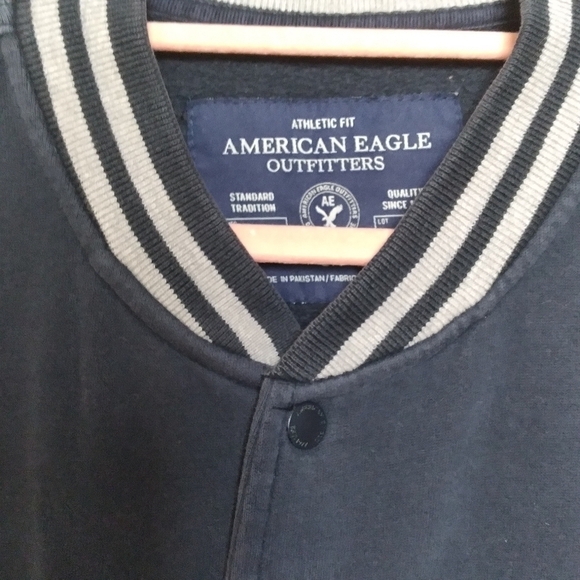 American Eagle Men's Blue and Gray Snap Button Front Athletic Fit Jacket Small - Picture 5 of 10